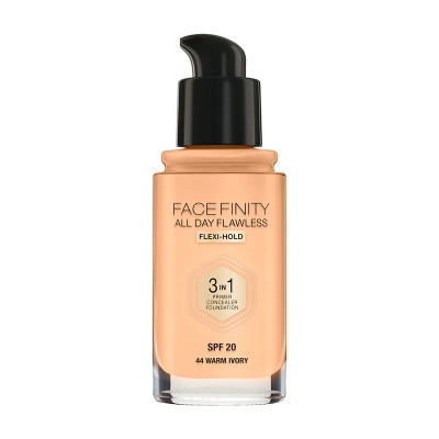 Max Factor  Make up Facefinity All Day Flawless 3 In 1 SPF20 Foundation 30ml 44 Warm Ivory