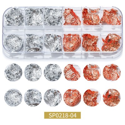 Nail Art Foil Συσκευασία 12 Τεμαχίων Ασημί, Χάλκινο