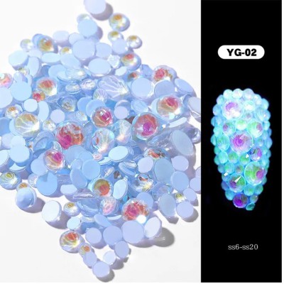 Luminous Nail Art Mix Sizes Crystal Shiny Glass Rhinestones YG-02