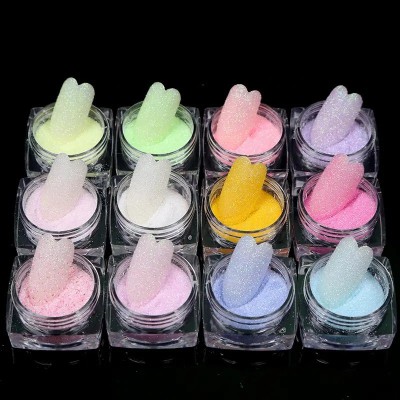 Nail Art Glitter Pigment Sugar Powder 12 Χρώματα 